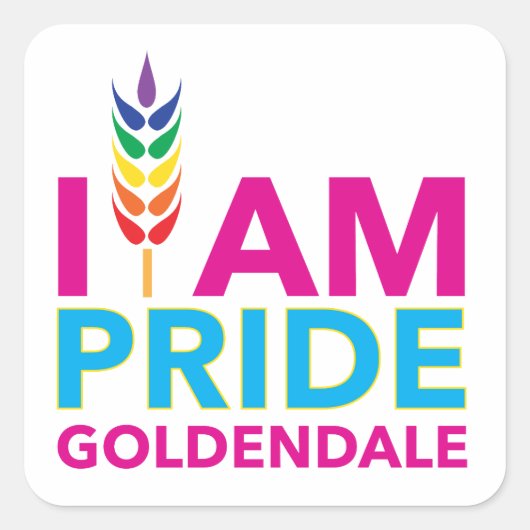 I AM PRIDE Goldendale Square Stickers (Voorkant)