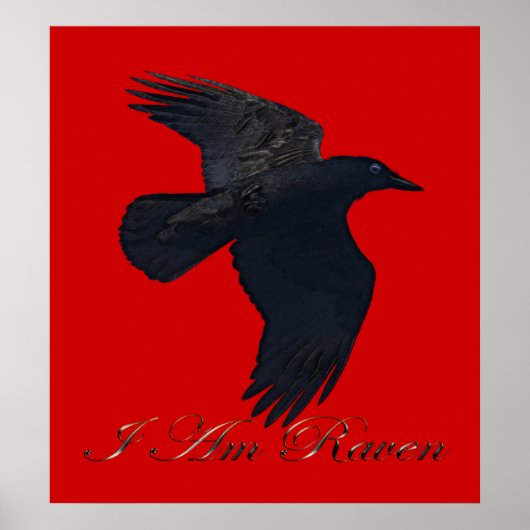 I AM RAVEN II Flying Raven Art Poster (Devant)