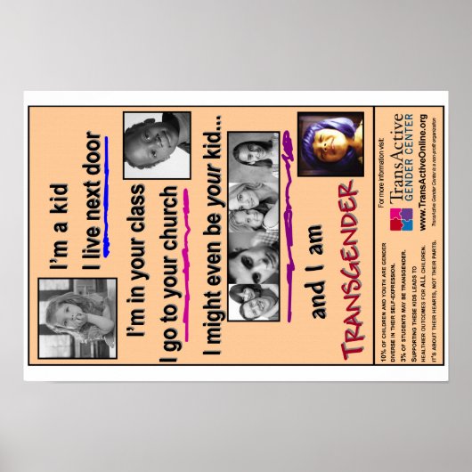 "I Am Transgender" 19 x 13", Poster (glanzend) (Voorkant)