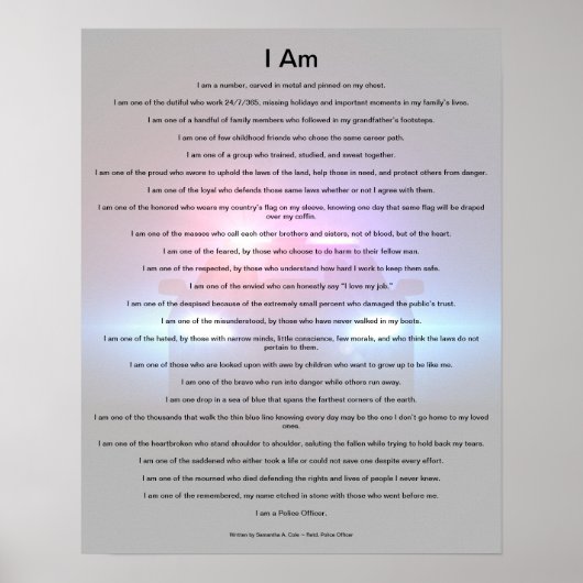 I AM (un policier) Poème - Poster (Devant)