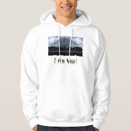 "I Am Wolf" Wolf-Lover Hoodie (Voorkant)
