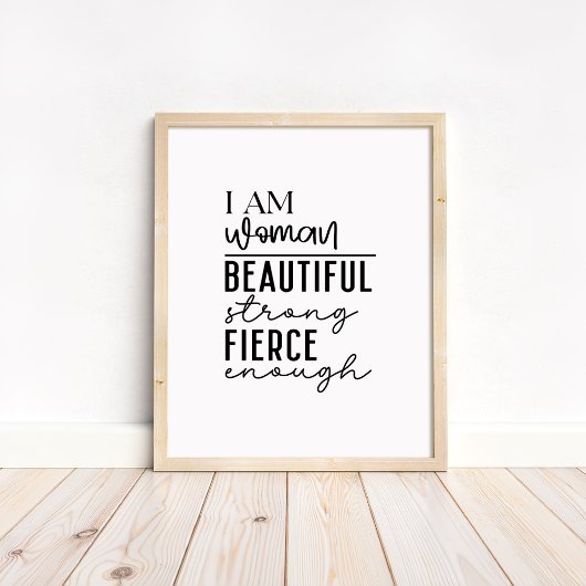 I am Woman - Boho Minimalist Motivational  Poster