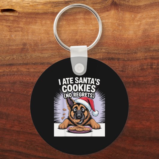 I Ate Santas Cookies Puppy Funny Christmas German Sleutelhanger (Voorkant)