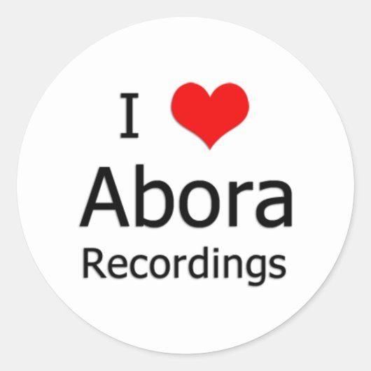 I ♥ Autocollant rond d'enregistrement Abora (petit (Devant)