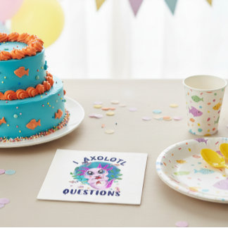 I Axolotl Questions, Cute Kawaii Pink Amphibian Servet