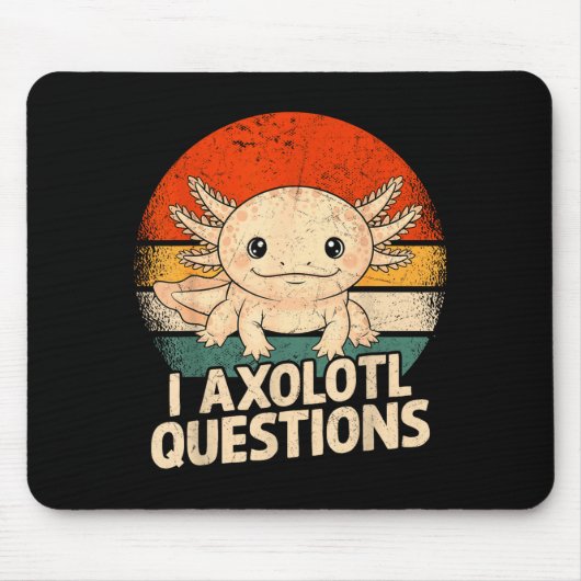 I Axolotl Questions Shirt Adults Youth Kids Retro Muismat (Voorkant)