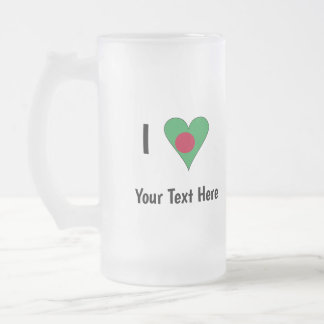 I (Bangladesh Flag Heart Love) Gepersonaliseerd Matglas Bierpul