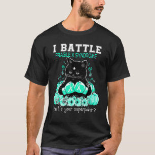 I Battle Fragile X Syndrome Awareness Cat T-shirt