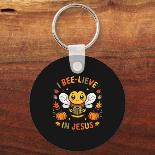 I Bee-lieve In Jesus Fall Christian Thanksgiving S Sleutelhanger (Voorkant)
