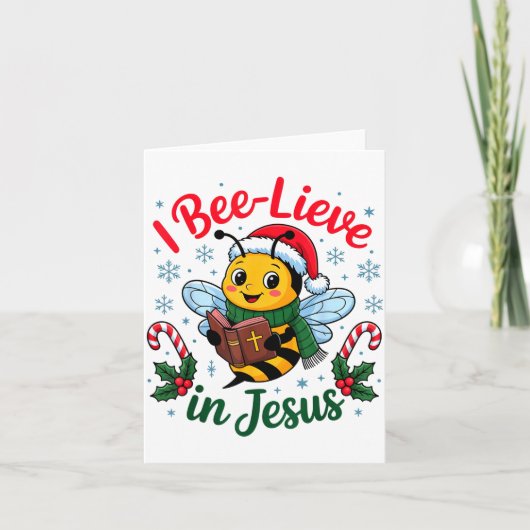 I Bee-lieve In Jesus Gospel Kids Christian Christm Kaart (Voorkant)