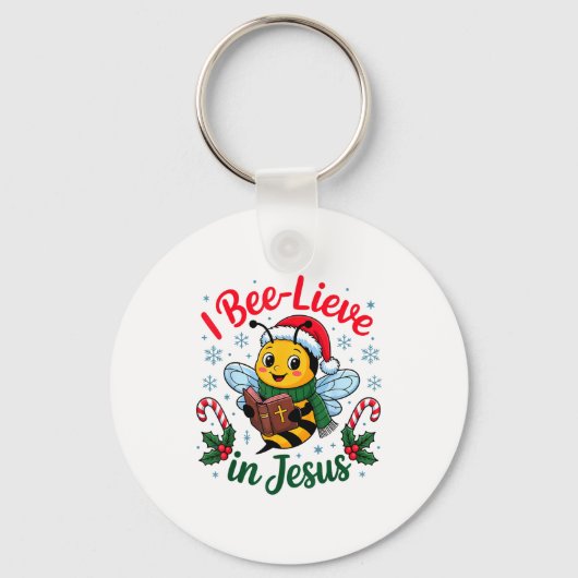I Bee-lieve In Jesus Gospel Kids Christian Christm Sleutelhanger (Voorkant)