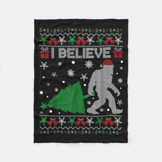 I Believe Big Foot Sasquatch Christmas  Fleece Deken (Voorkant)