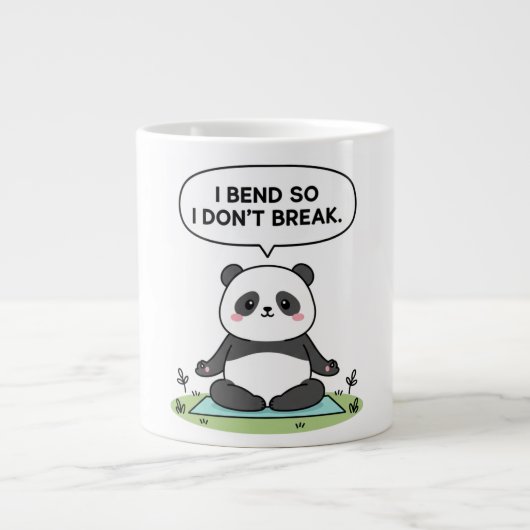 “I Bend So I Don’t Break” panda design Extra Grote Beker (Voorkant)