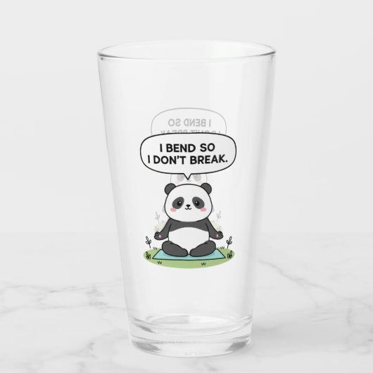 “I Bend So I Don’t Break” panda design Glas (Achterkant)