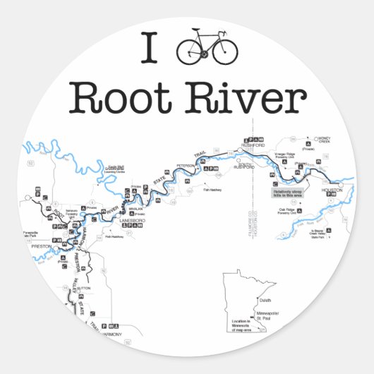 I Bike Root River Ronde Sticker (Voorkant)