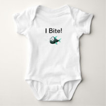 I Bite baby t-shirt pirahna