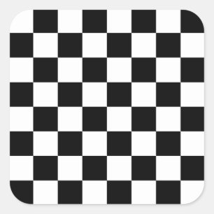 I Bleed Racing Check Black White, aangepast Vierkante Sticker