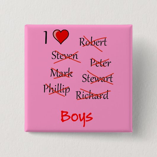 "I & Boys" Vierkante Button 5,1 Cm (Voorkant)