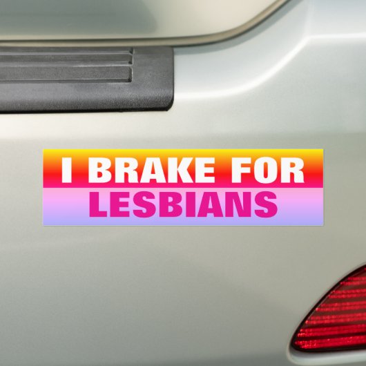 I BRAKE FOR LESBIANS BUMPERSTICKER (Op auto)