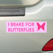 I Brake voor Vlinders Roze Bumpersticker (Op auto)