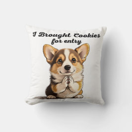 "I Brought Cookies" Pleading Corgi Pen & Ink Art Kussen