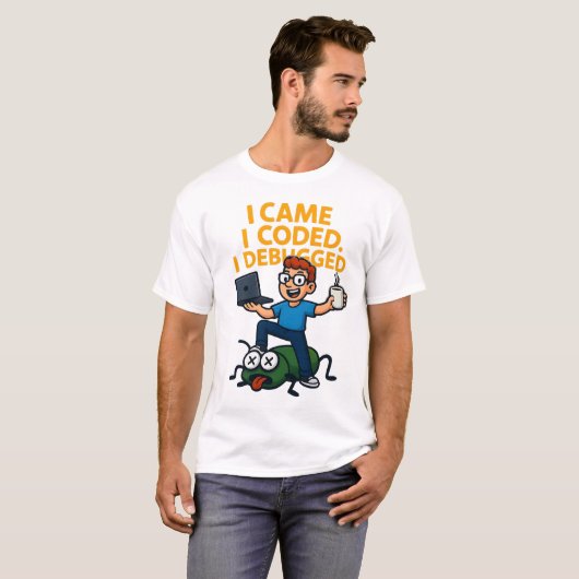I Came I Coded I Debugged Funny Programmer T-Shirt (Voorkant volledig)