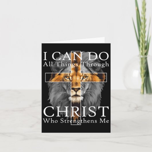 I Can Do All Things Through Christ Christian Lion Kaart (Voorkant)