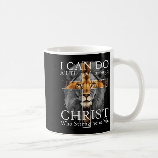 I Can Do All Things Through Christ Christian Lion Koffiemok (Rechts)