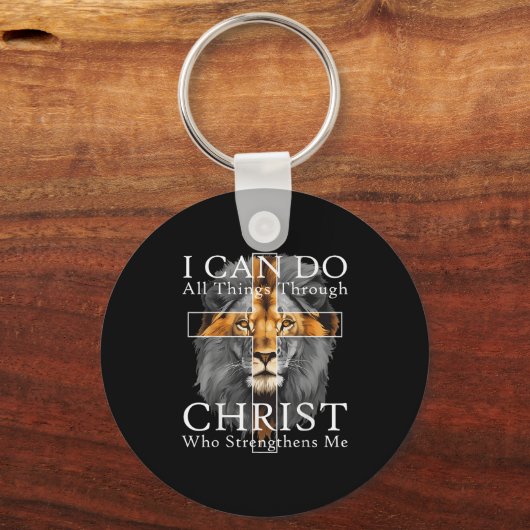 I Can Do All Things Through Christ Christian Lion Sleutelhanger (Voorkant)