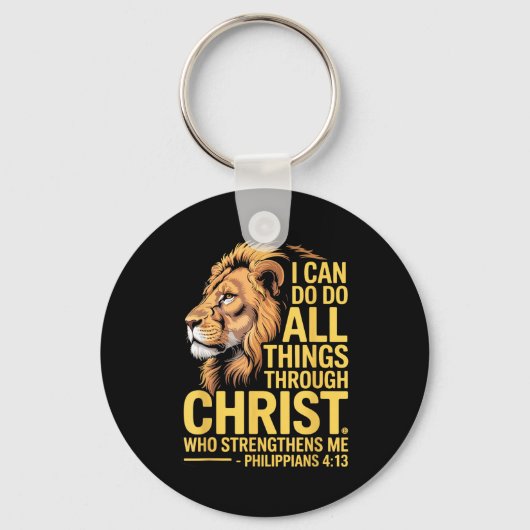 I Can Do All Things Through Christ, Cross Lino Chr Sleutelhanger (Voorkant)