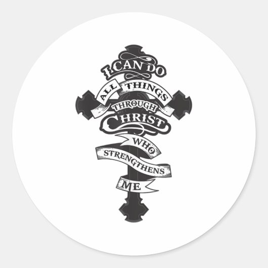 I Can Do All Things Through Christ Who Strengthens Ronde Sticker (Voorkant)