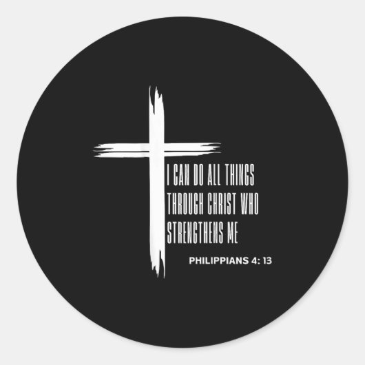 I Can Do All Things Through Christ Who Strengthens Ronde Sticker (Voorkant)