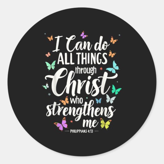 I Can Do All Things Through Christ Who Strengthens Ronde Sticker (Voorkant)