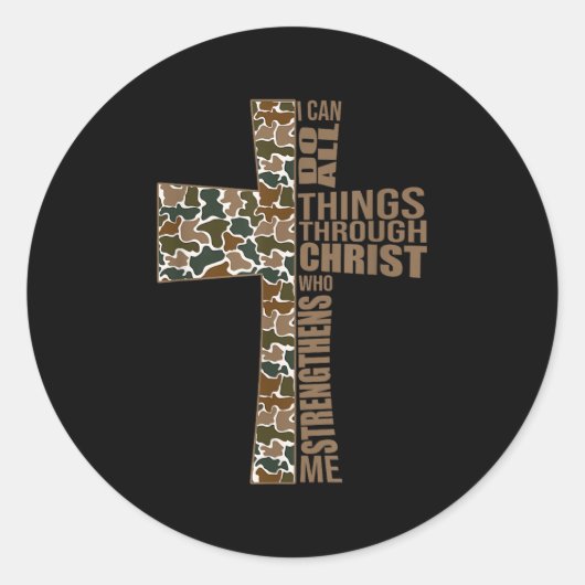 I Can Do All Things Through Christ Who Strengthens Ronde Sticker (Voorkant)