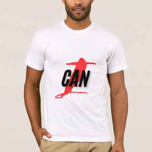 "I Can" Dynamic Red & Black Empowerment Word Art T-shirt (Voorkant)