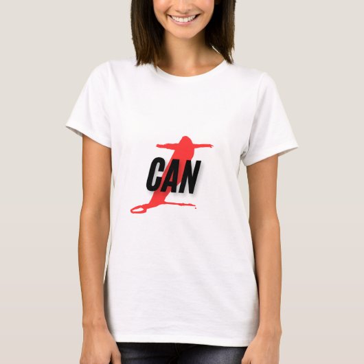 "I Can" Dynamic Red & Black Empowerment Word Art T-shirt (Voorkant)