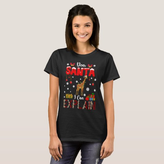 I Can Explain Christmas Lights Leopard Plaid Santa T-shirt (Voorkant volledig)