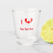 I (Canadian Flag Heart) Jouw tekst rood Shot Glas (Voorkant)