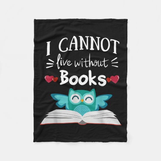 I Cannot Live Without Books Owl Fleece Deken (Voorkant)