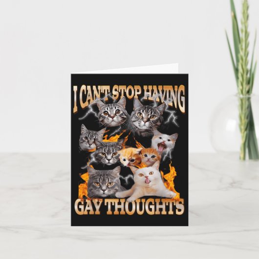 I Can't Stop Having Gay Thoughts Funny Cat Meme Bo Kaart (Voorkant)