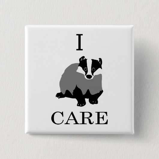 "I Care" Europese badger Vierkante Button 5,1 Cm (Voorkant)