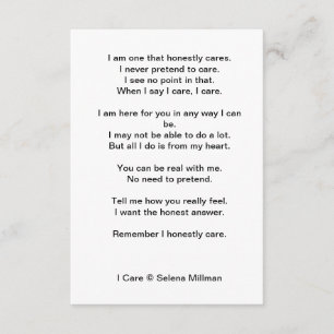 'I Care'-gedicht Informatiekaartje