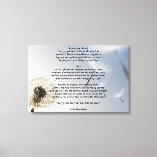 I Carry Your Heart gedicht van E.E. Cummings Canvas Afdruk (Voorkant)