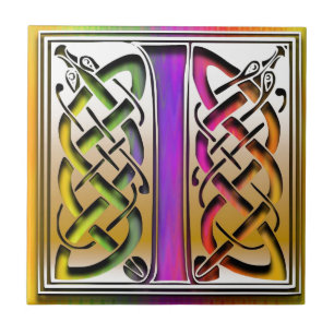 I Celtic Rainbow Custom Monogram Tile Tegeltje