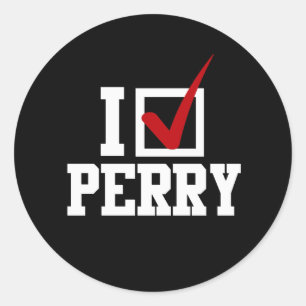 I CHECKMARK RICK PERRY (wit) Ronde Sticker
