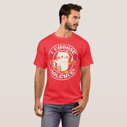 I Choose Violence Cat by Tobe Fonseca T-shirt (Voorkant volledig)