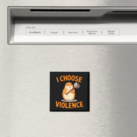 I Choose Violence Funny Hamster Graphic  Magneet (Insitu (Vaatwasser))