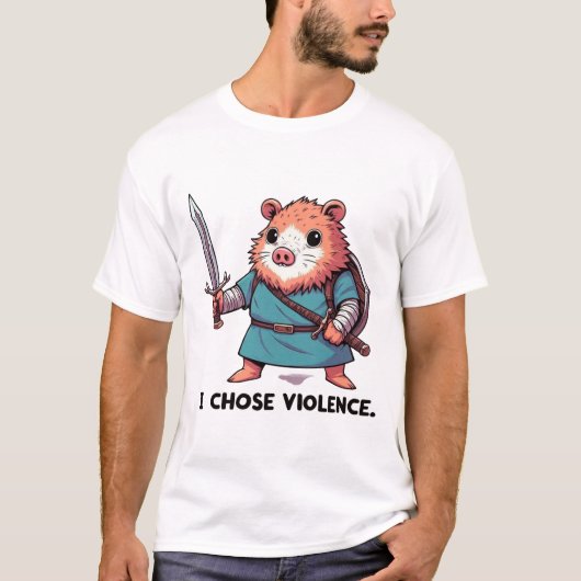 I Chose Violence Hamster Warrior T-shirt (Voorkant)