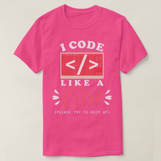 I Code als een Girl Computer Programming Cute Scie T-shirt (Design voorkant)