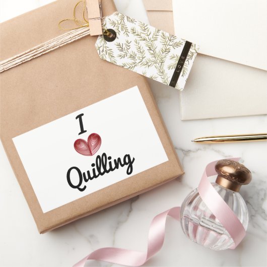 I (coeur) Quilling, (4) Stickers Grands Rectangle (Cadeaux)